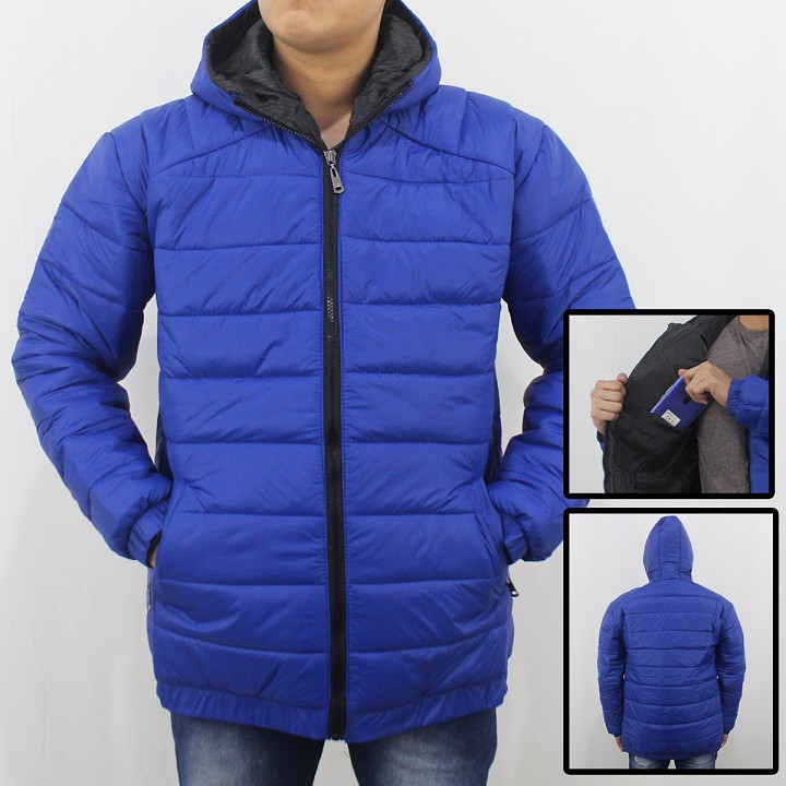 JAKET PUFFER TEBAL PRIA BIRU SIZE M L XL XXL  - JAKET WINTER - JAKET PARASUT TEBAL PRIA - JAKET GUNUNG TEBAL PRIA BIRU