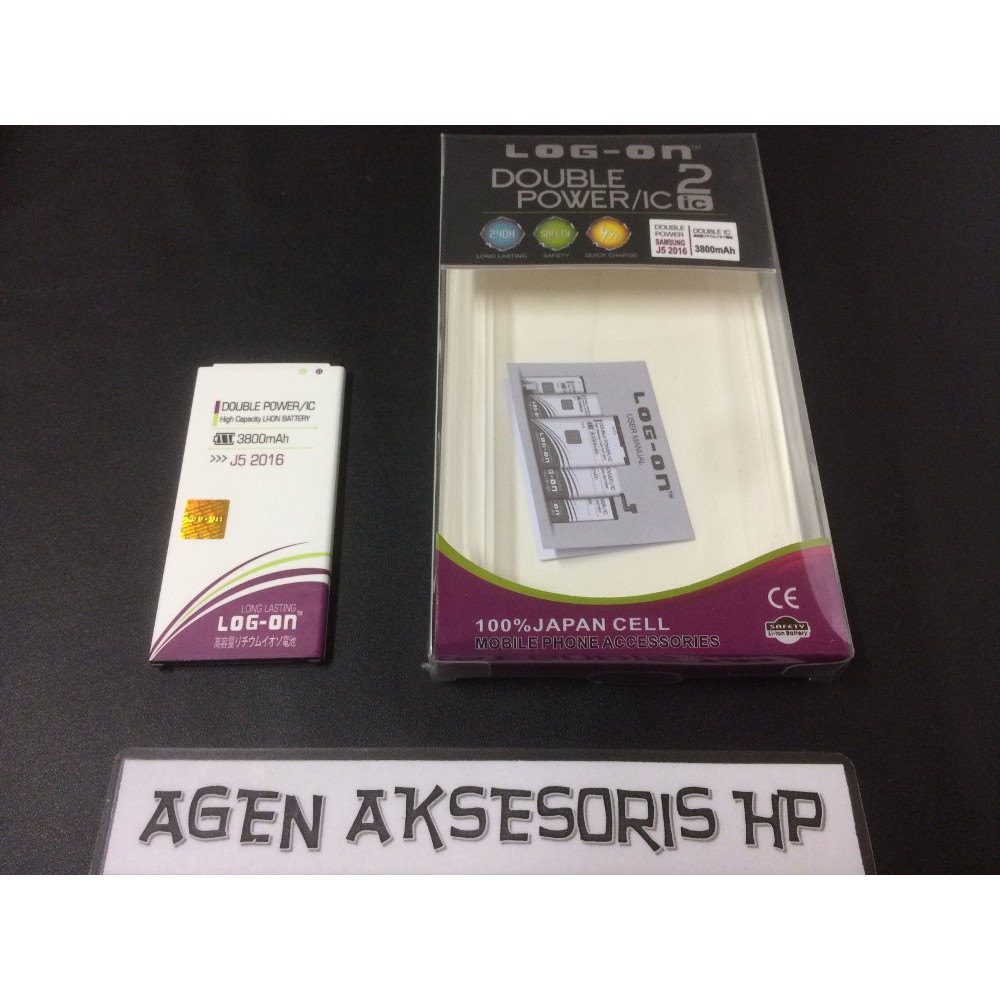 Batre Samsung J510 J56 J5 2016 5.2 inchi Baterai LOG-ON Double Power IC 3800mAh