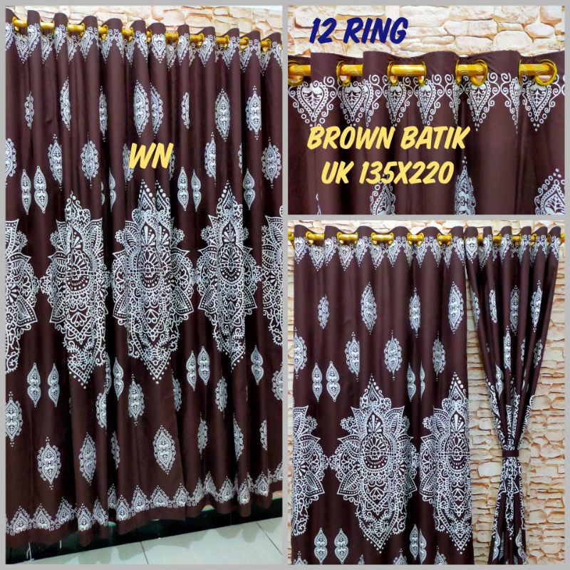 Produksi Sendiri stok terbatas!! Grosir Gorden Homemade smokring besar uk 135x220 motif brown copra