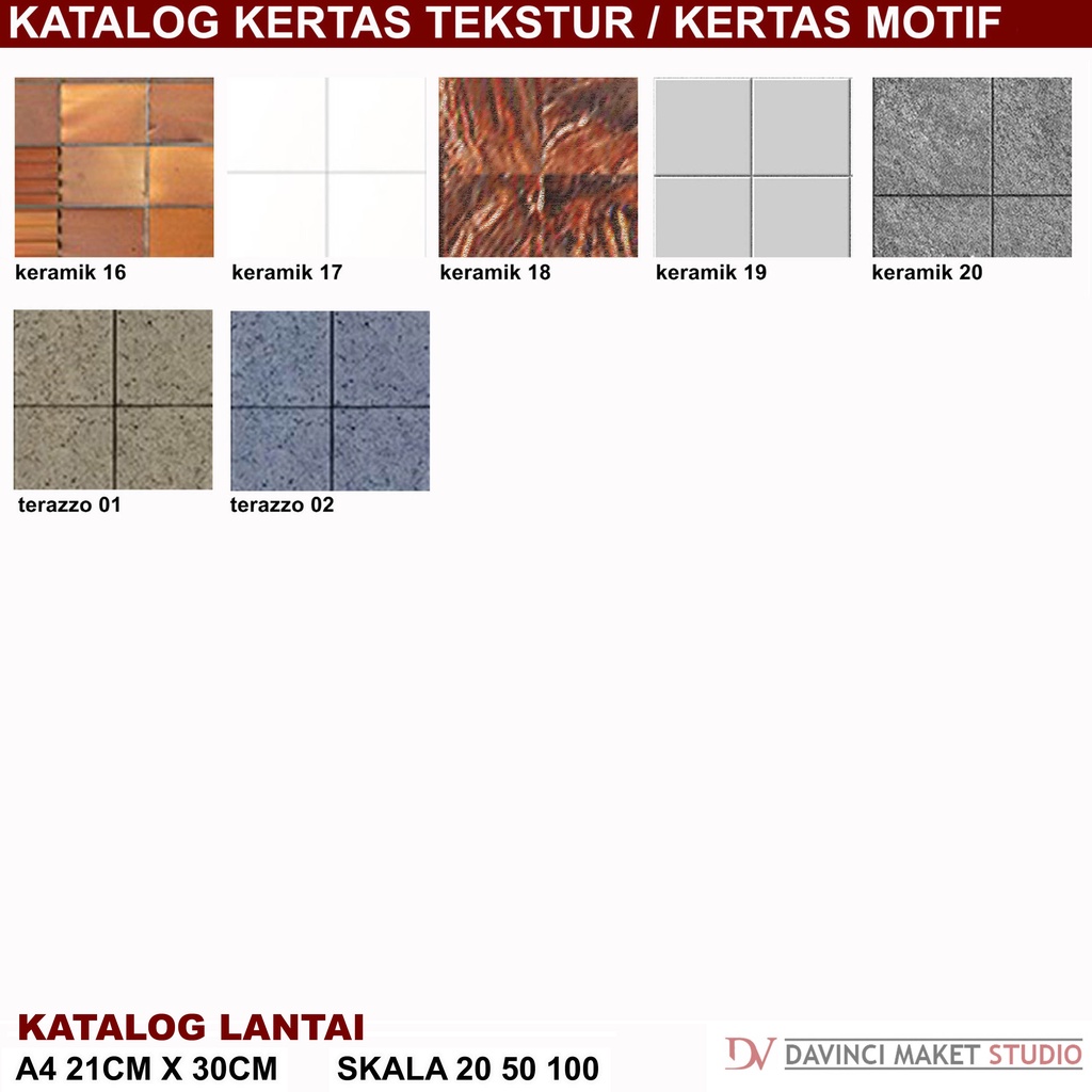 Kertas Tekstur Bahan Lantai 02 Maket Diorama - Motif Lantai Keramik Ubin Tegel Terazzo A4 21cm x 30c