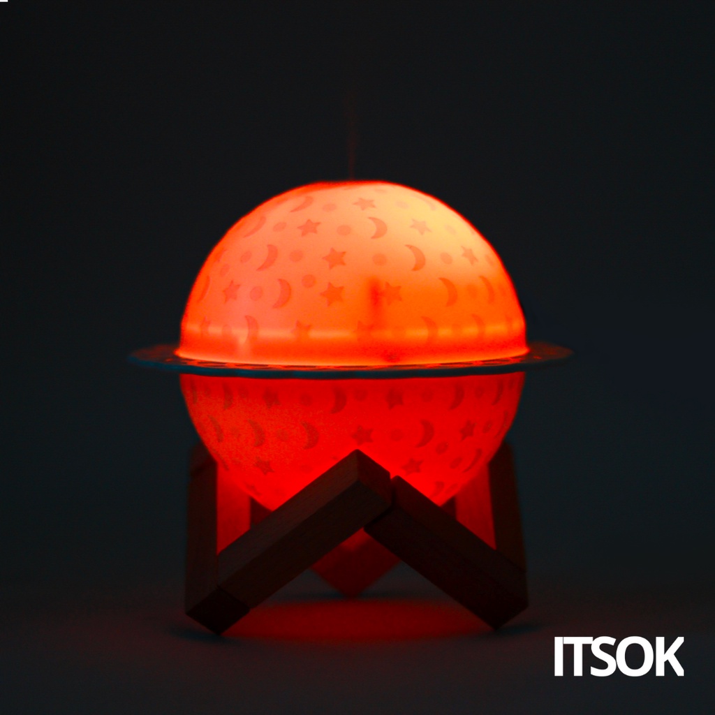 ITSOK Cool Mist Humidifier Purifier Motif Planet Pelembab Udara with LED Light Warna