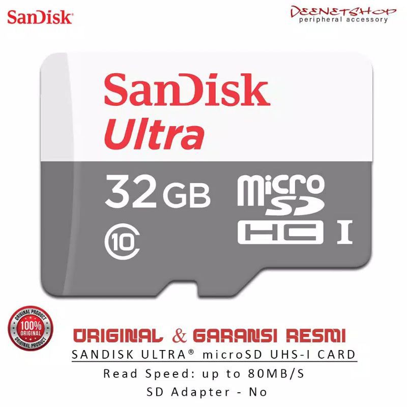 Sandisk Ultra Micro SD 32GB 100Mbps CLASS 10 MicroSDHC MicroSD Memory Card