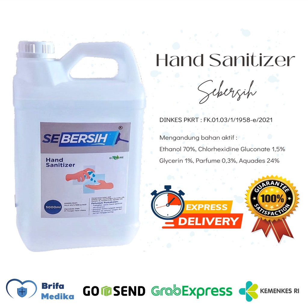 HAND SANITIZER MERK SEBERSIH CAIR 5 LITER / HANDSANITIZER SEBERSIH /HANDSANITIZER ASEPTIC