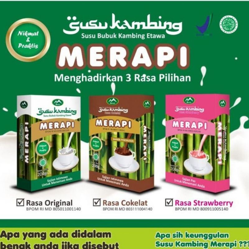 Susu Kambing Etawa Merapi Rasa Original Cokelat &amp; Strawbery