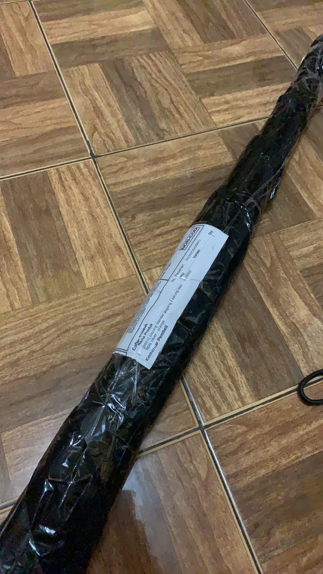 [polos] Payung Standar Gagang J Sarung Kain Lapis Silver - Orange