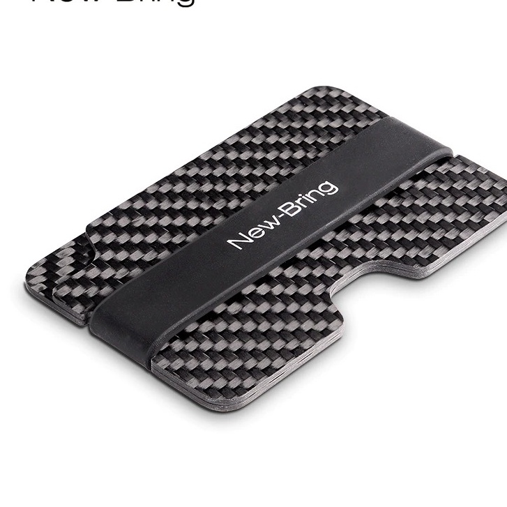 Dompet Uang Klip Pemegang Kartu Kredit Compact Carbon Fiber Mini Klip Uang Kartu Kredit Lengan Pemegang ID Dengan Dompet Kartu Anti-Pencurian RFID