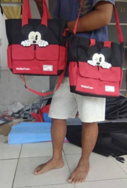 TOTE BAG MICKEY POCKET ADA TALI PANJANG NIQABIS TAS MURAH TAS FASHION TAS IMPORT LOOKALIKE