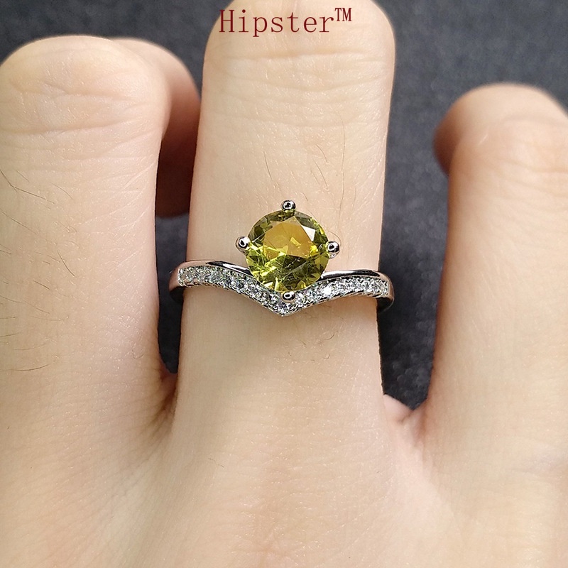 New Affordable Luxury Fashion Elegant White Diamond Citrine Ring