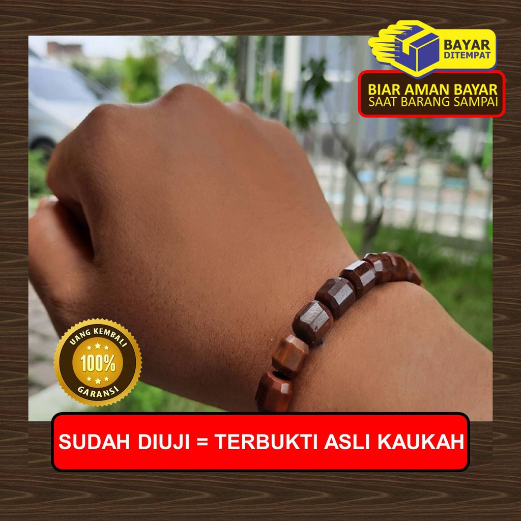 KEREN  GELANG KOKKA KRISTAL SILINDER COKLAT Kaukah Asli