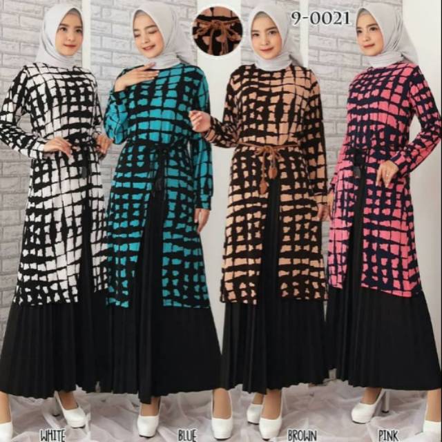 9-0021 Baju Atasan Muslim Tunik Jersey free Belt