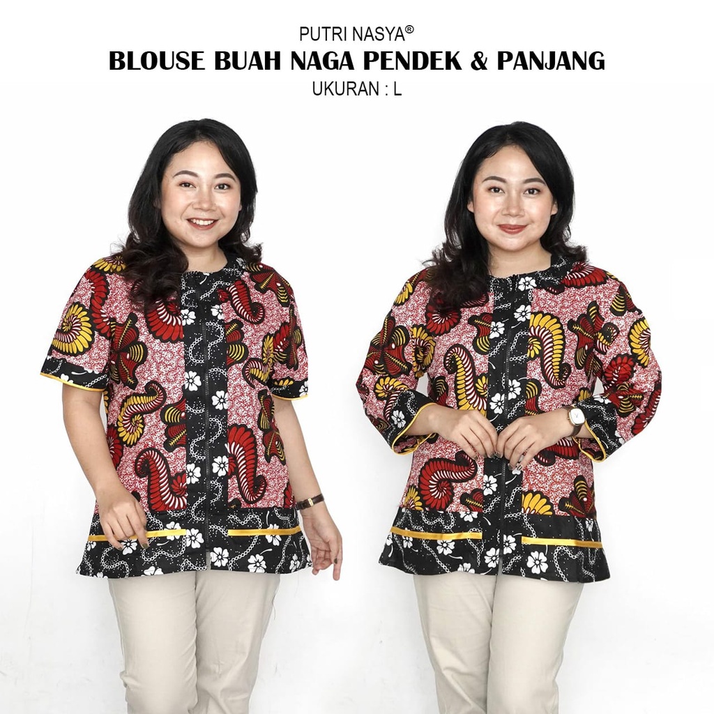 Blouse Big Size Wanita Atasan Batik Lengkap S-M-L-XL-2L-3L-4L-5L-6L-7L Model Blus Jumbo Seragam Batik / Atasan Formal Kantor Wanita Kerja / Pakaian Batik Kekinian LD 140