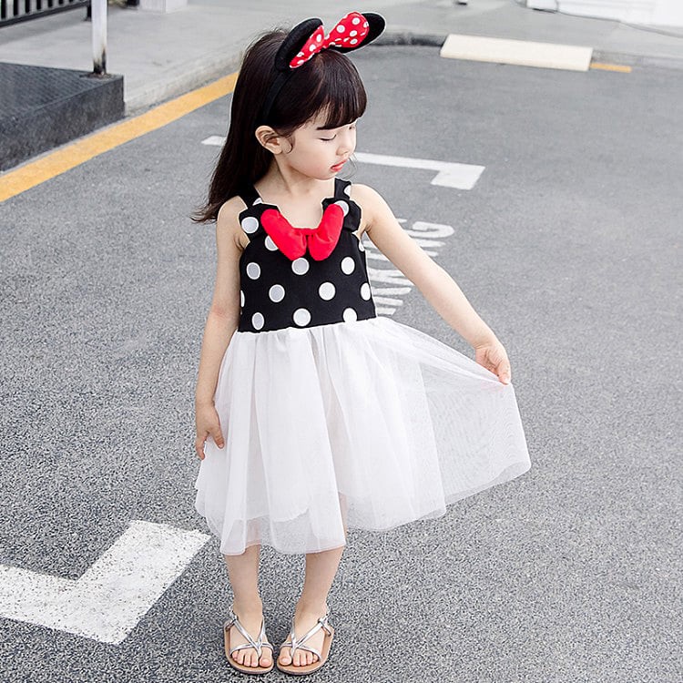 Dress Tutu Anak Perempuan Dengan Bando Polkadot