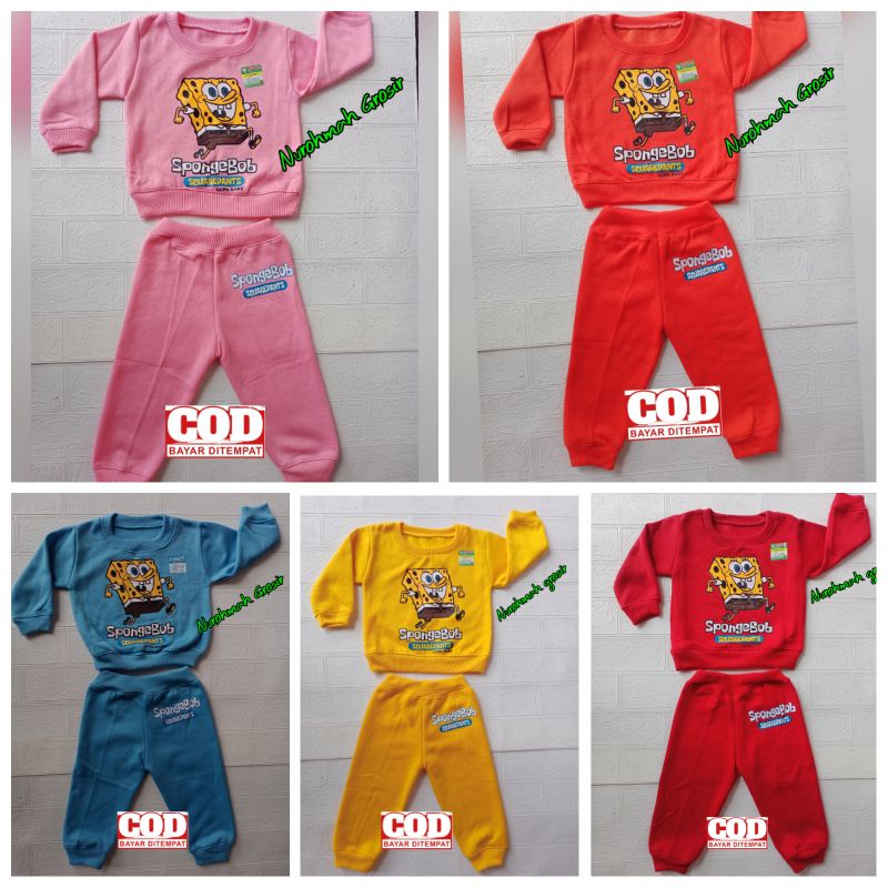 Jaket Bayi / Sweater bayi Panjang/ Stelan Bayi motif SPONGEBOB