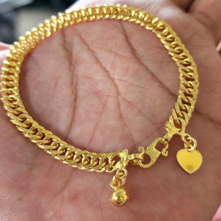 Murah Populer Gelang Rantai Double Lapis Emas Warna Kuning 24k