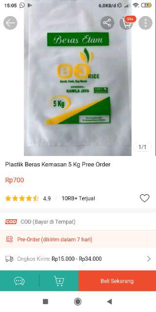 Plastik Beras Kemasan 5 Kg Pree Order
