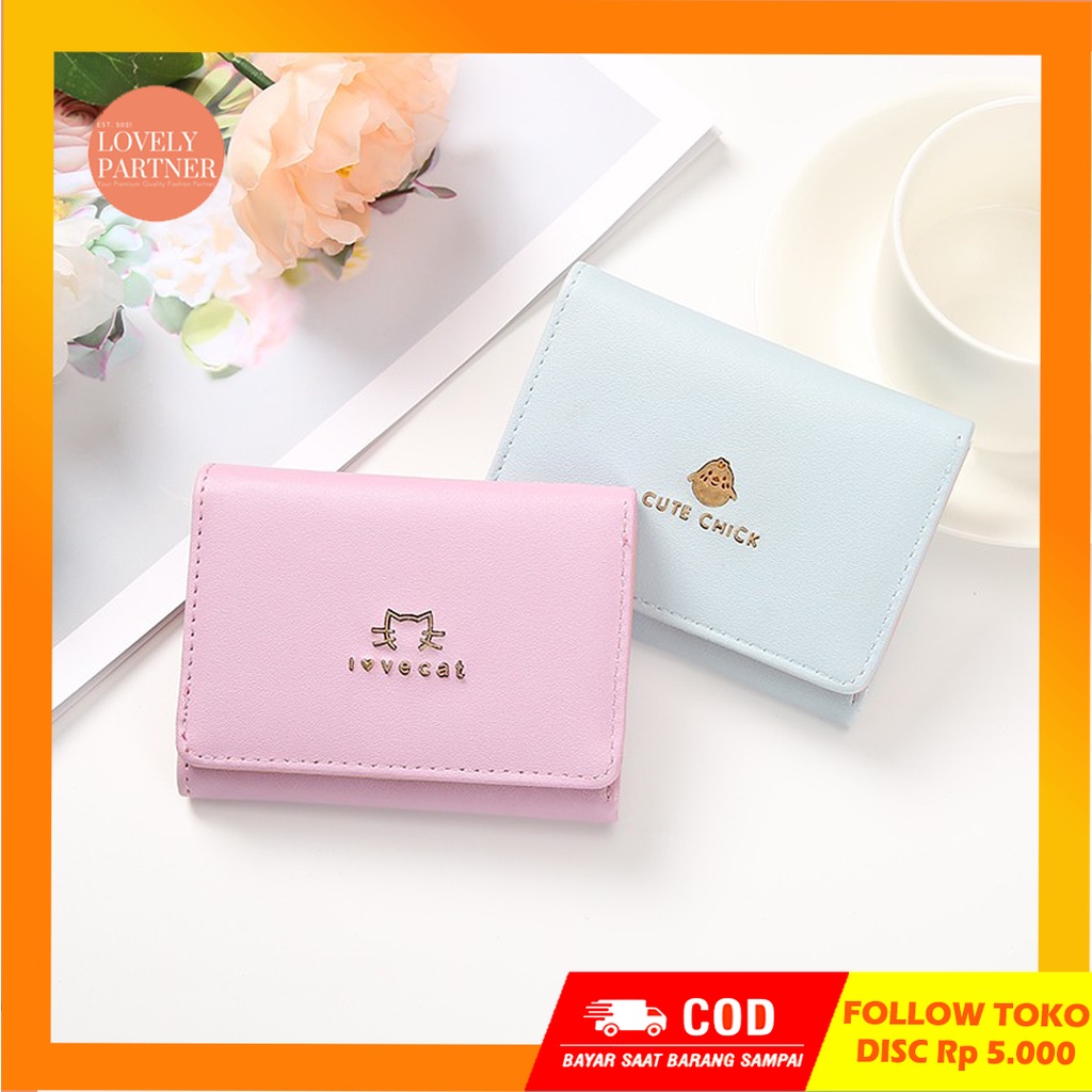 W33 Dompet Mini Wanita Motif Binatang Lucu Elegan Cewek Kartu Uang Foto Cantik Women Wallet Perempuan Kulit PU Leather Hitam Lipat Kecil Panjang  Korea Pria Cowok Laki Laki Cowo Import Premium Murah Tas Dompet Wanita Import Cewe Cantik