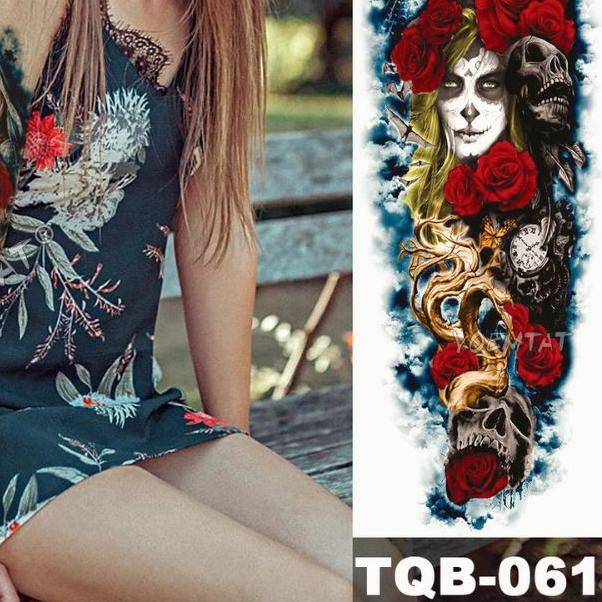 ☼ tato temporer full tangan 3D tato temporer tahan lama waterproof ♫