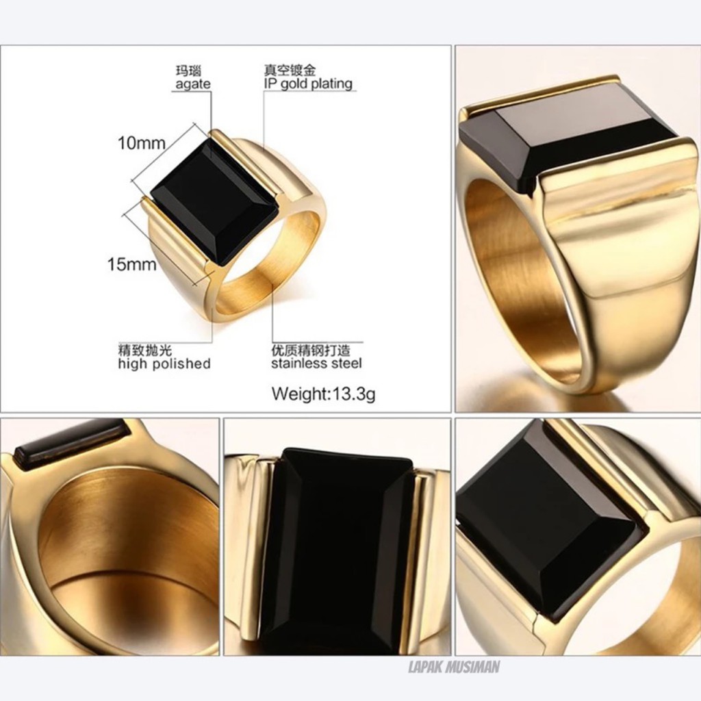 [Bayar di Tempat] CINCIN PRIA SUPER KEREN BLACK ONYX ASLI - MODEL EKSLUSIF