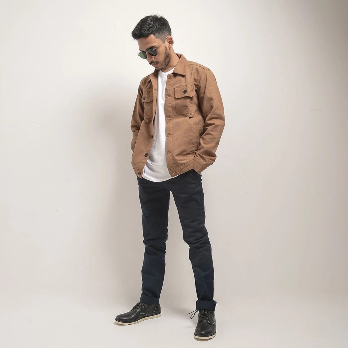 brey co Chester Jacket Canvas Solid jaket denim jaket kanvas pria