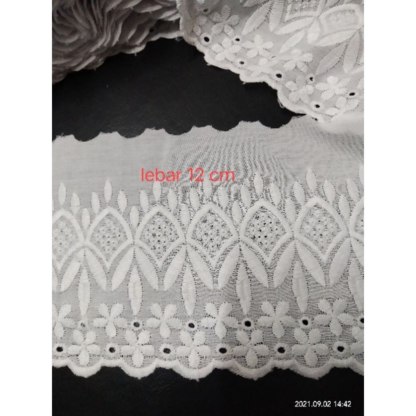 Renda katun renda bordir renda putih lebar renda mukena renda baju renda katun kembang
