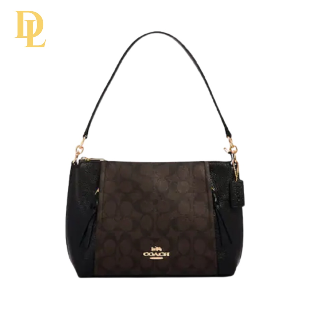 Coach Small Marlon Shoulder Bag In Signature Canvas - Mahogany (1600)