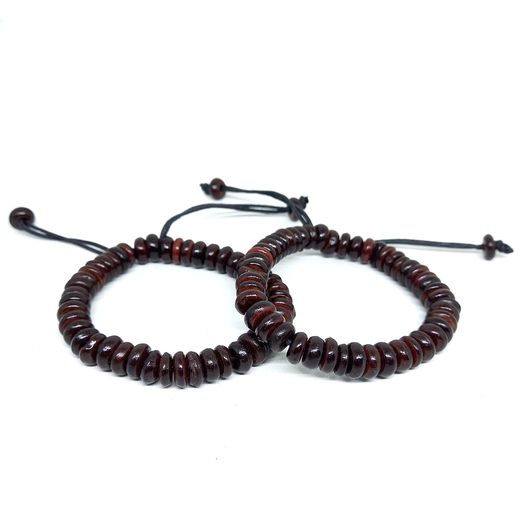 Gelang Pria Kokka Kokkah Kaukah Kayu Model Pipih Warna Coklat