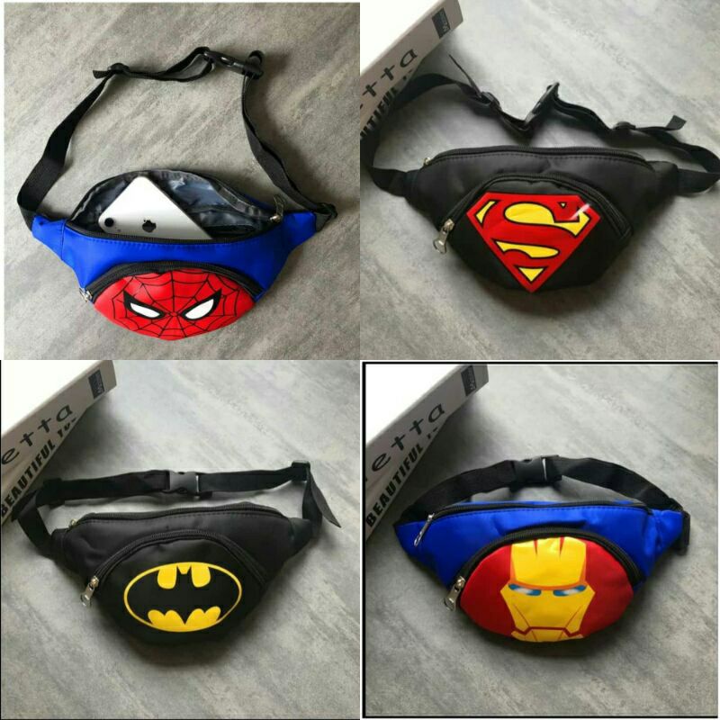BEST Tas SLempang karakter Avengers terpopuler waistbag murah anak laki-laki