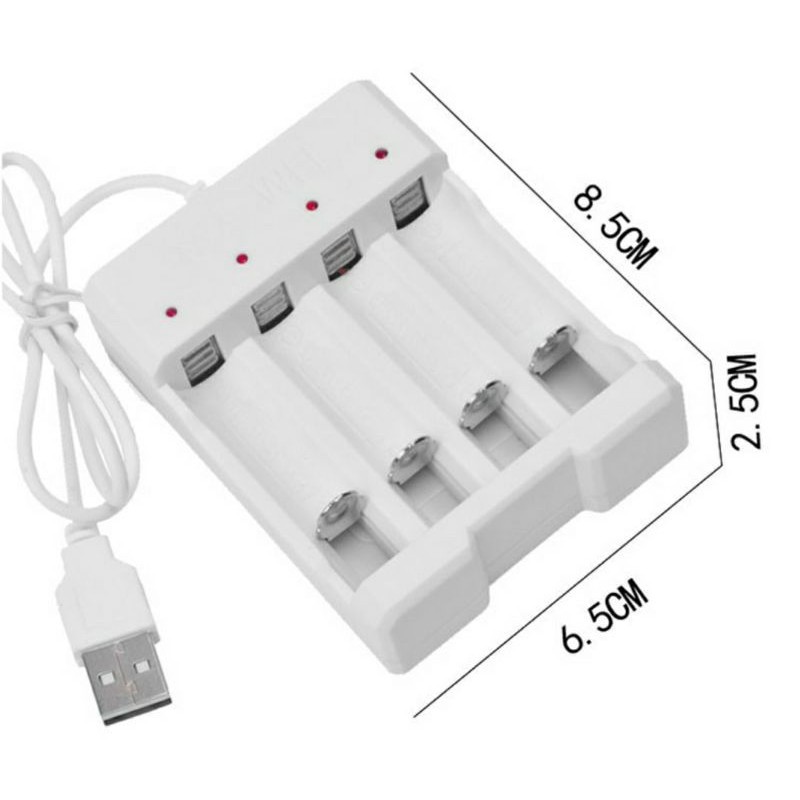 Charger Baterai USB PLUG 4 Slot For AA2 / AAA3 Original