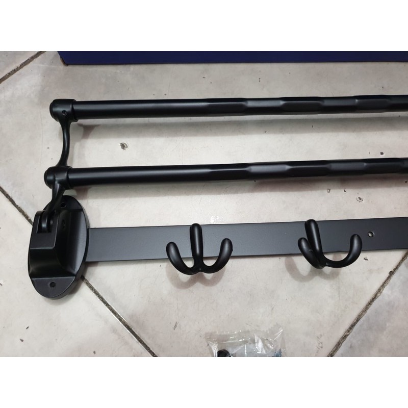 Rak handuk / gantungan handuk lipat fiorentino stainless hitam 60cm PROMO