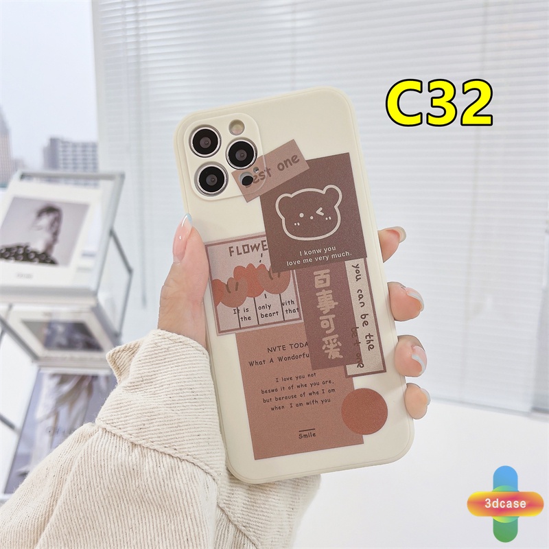 Casing Infinix Smart 5 Pro 4 3 Plus Infinix Hot 10 Play Hot 10 10t 10s 10i S4 9 Pro 11 Plus Hot 9 11 Play 11 11S NFC Infinix Note 8 10 Tencno Spark 5 PRO A54 A15 A9 A5 Straight Edge Ins Korean Cute Cartoon Bear Vintage Couple Soft TPU Case Cover