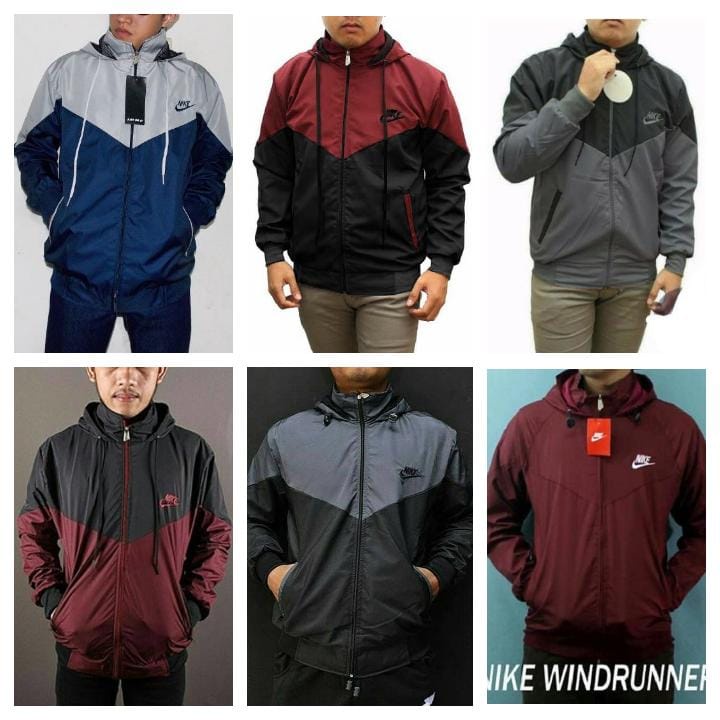 Jaket Pria Nike Parasut Windrunner Polos Sporty Olahraga Sepeda Running and Jogging-1