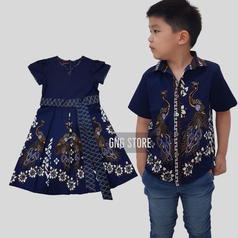 Dress/Kemeja Batik Anak JM navy / Seragam batik