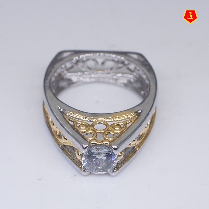 [Ready Stock]Creative Triangle Moissanite Ring Geometric 18K Gold Color Separation