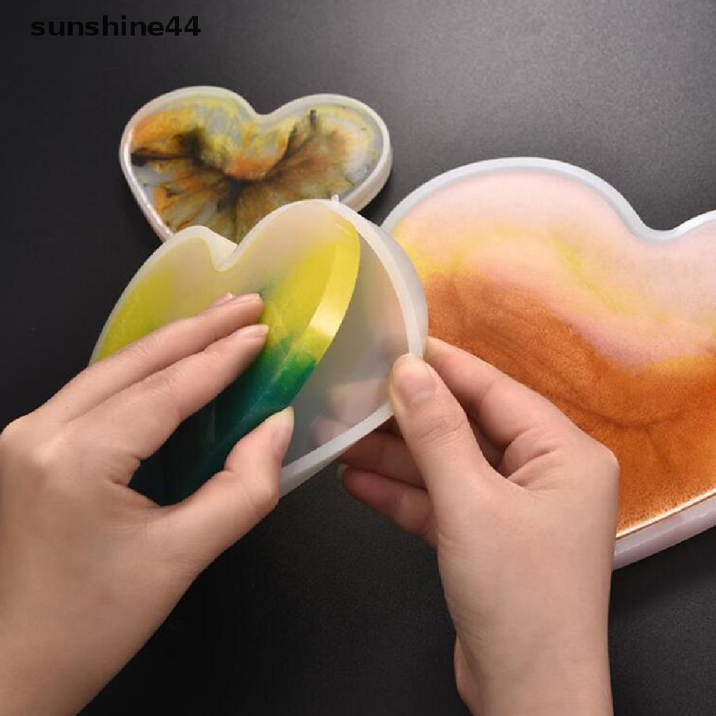 Sunshine Cetakan Resin UV Bentuk Hati Bahan Silikon Untuk Membuat Perhiasan DIY