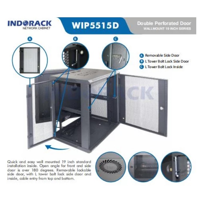 Wallmount Rack WIP5515D Rack Server 15U Single Perforated Door 19 inch Series