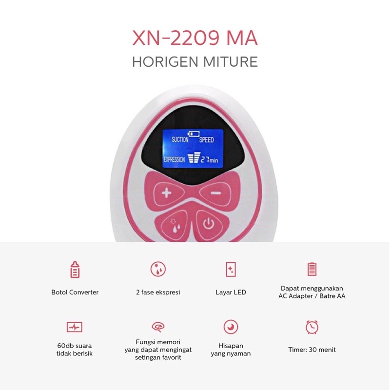 Horigen Miture Electric Single Breast Pump XN2209 - pompa asi elektrik