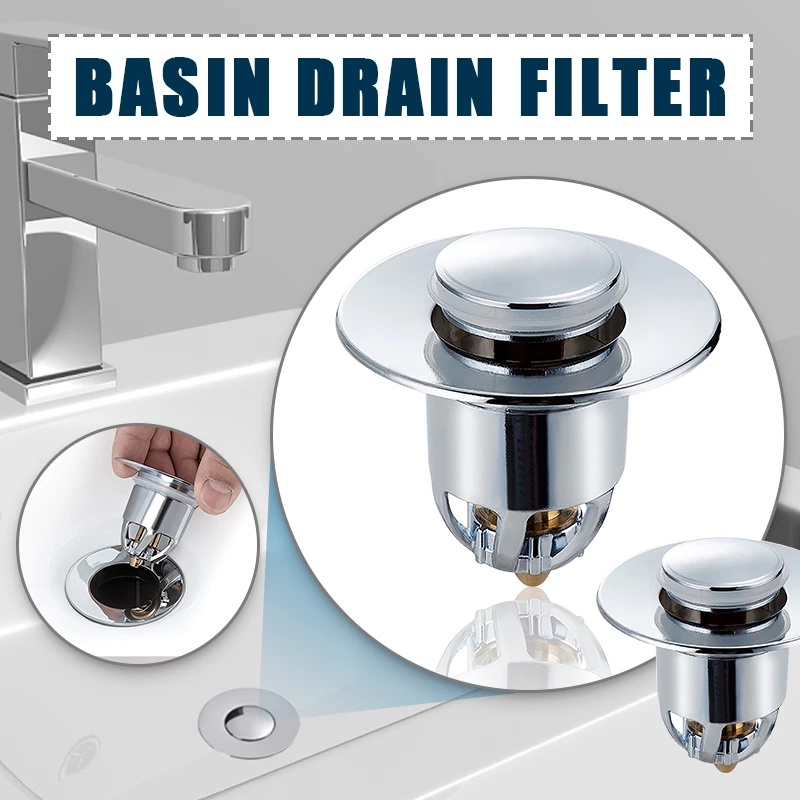 Kitchen &amp; Bathroom Universal ABS Brass Pop-Up Bounce Core Basin Drain Filter for Standard Drains