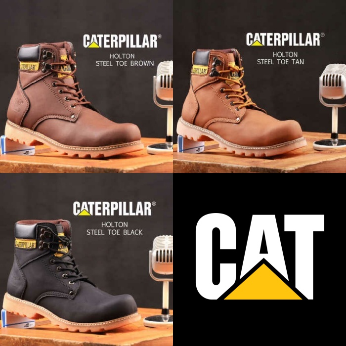 SEPATU PRIA BOOTS SAFETY UJUNG BESI CATERPILLAR HOLTON