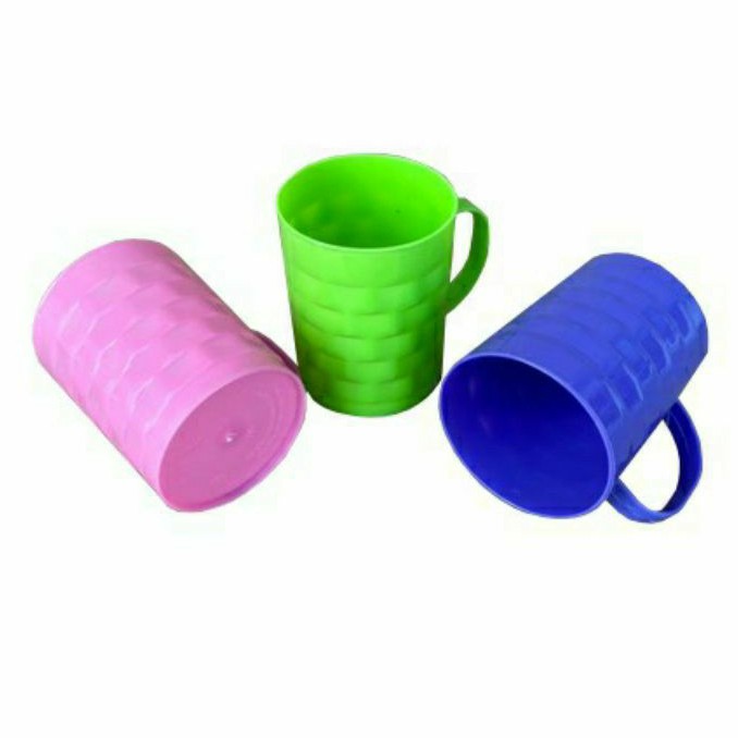 6 Pcs Gelas minum plastik warna motif tikar lipat