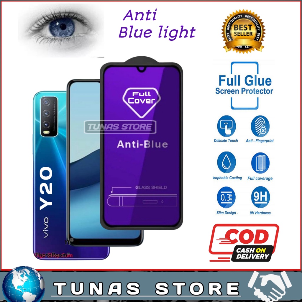 TEMPERED GLASS ANTI BLUE LIGHT VIVO Y20 - TG ANTI GORES KACA VIVO Y20 FULL GLUE FULL COVERAGE