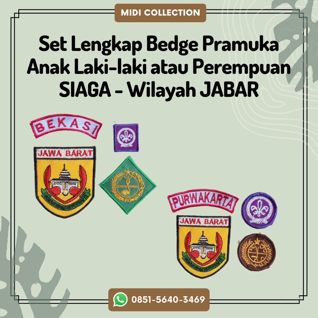 Set Lengkap Bet/Bedge Pramuka Anak Laki-laki/Perempuan PENGGALANG Wilayah JAWA BARAT