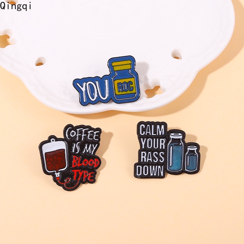 Bros Pin Enamel Desain Kartun Botol Kopi Tulisan Quotes Untuk Aksesoris