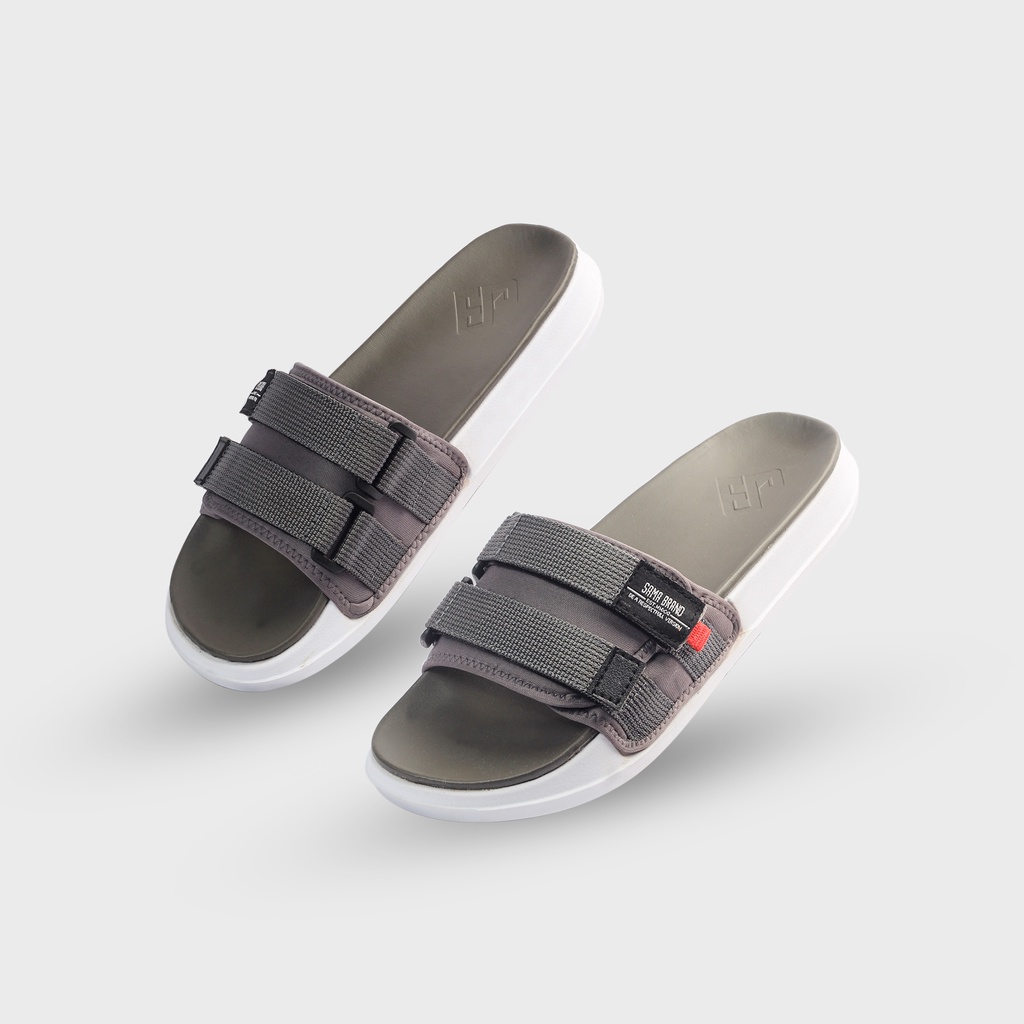 SONA GREY WHITE | Sandal Slide Simple Pria Flip Flop Ringan Slip Slop Sendal Santai Footwear