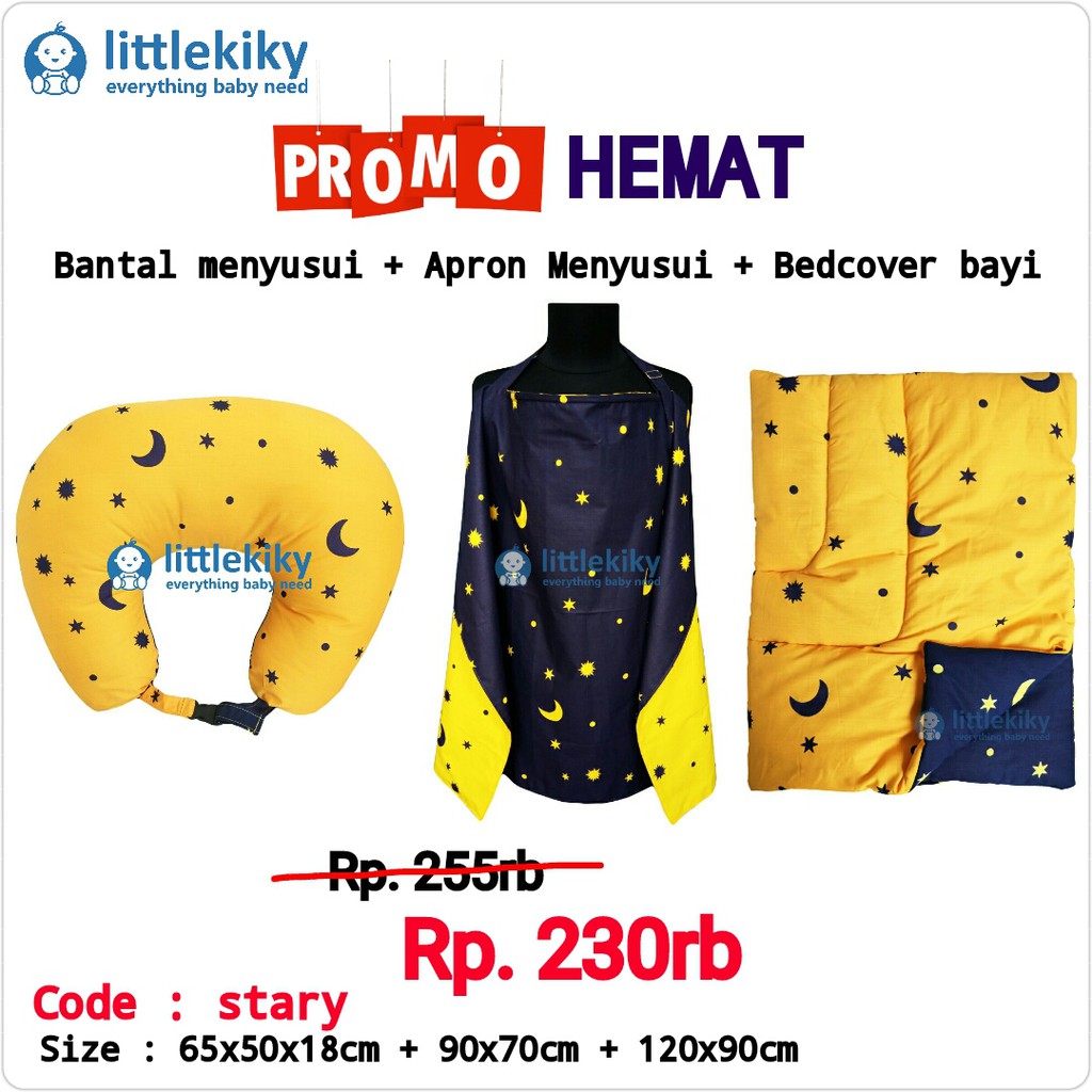 LITTLEKIKY PROMO HEMAT / KADO HEMAT BANTAL MENYUSUI + APRON MENYUSUI + BEDCOVER BAYI