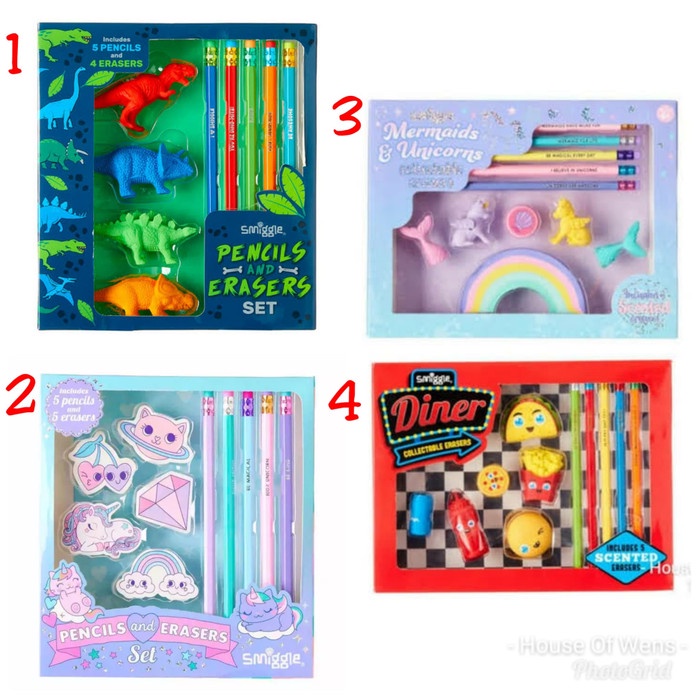 

SMIGGLE PENCIL AND ERASER SET GIFT BOX - PENSIL DAN PENGHAPUS SMIGGLE - Satu promo