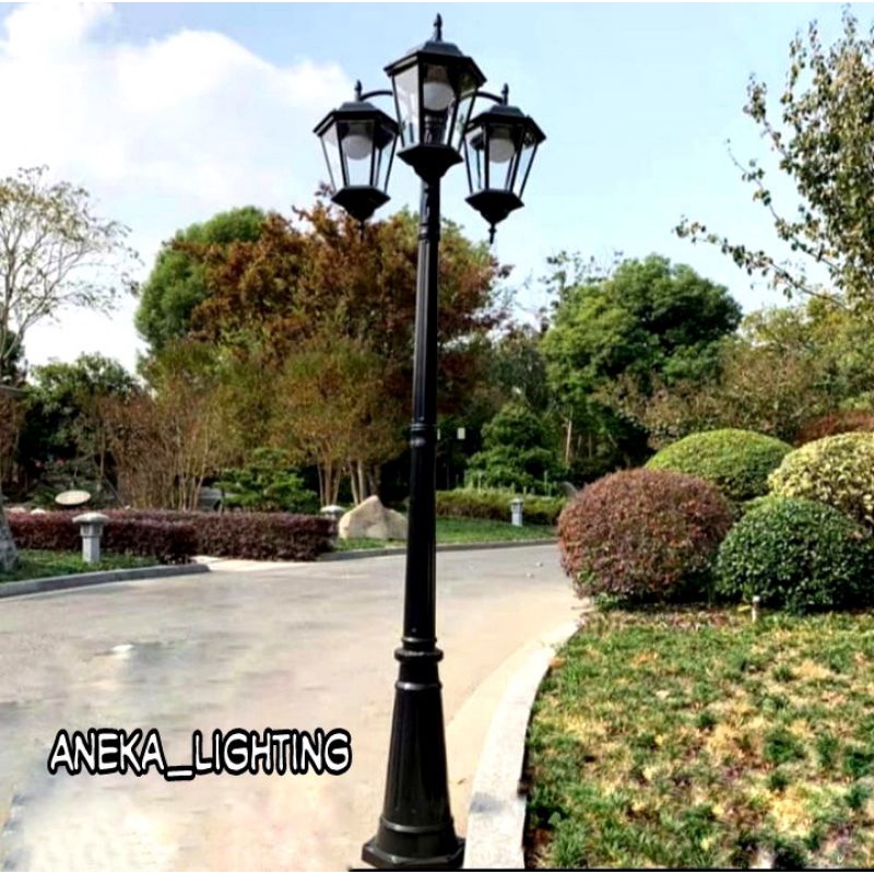 Lampu Taman Lampu Tiang Outdoor Cabang 3 Lampu Hias Taman Jalan Tinggi Tiang 3 Meter