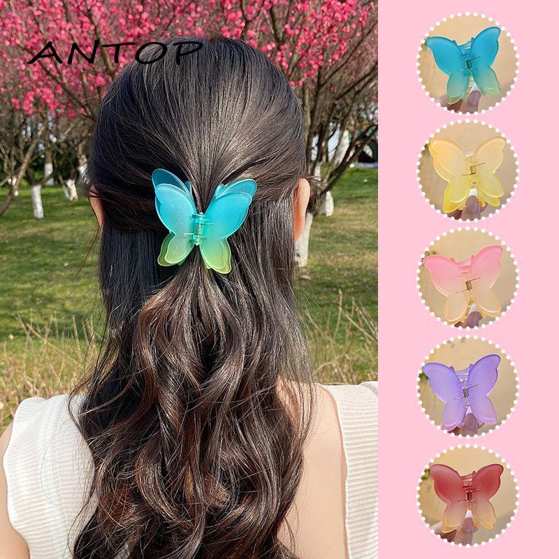 Jepit Rambut Model Butterfly Dua Lapis Warna Gradasi Untuk Wanita