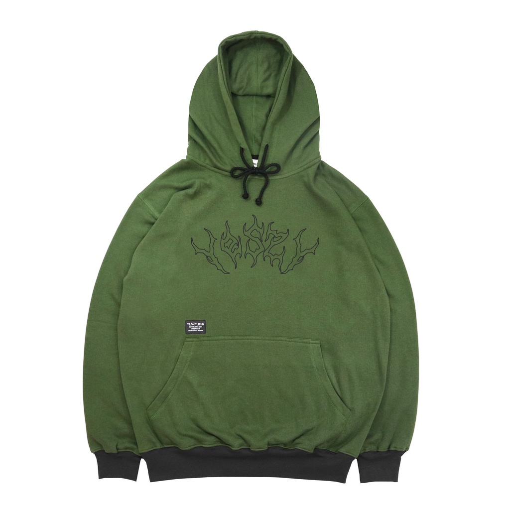 YESZY.MFG Hoodie Olive Metal F Black