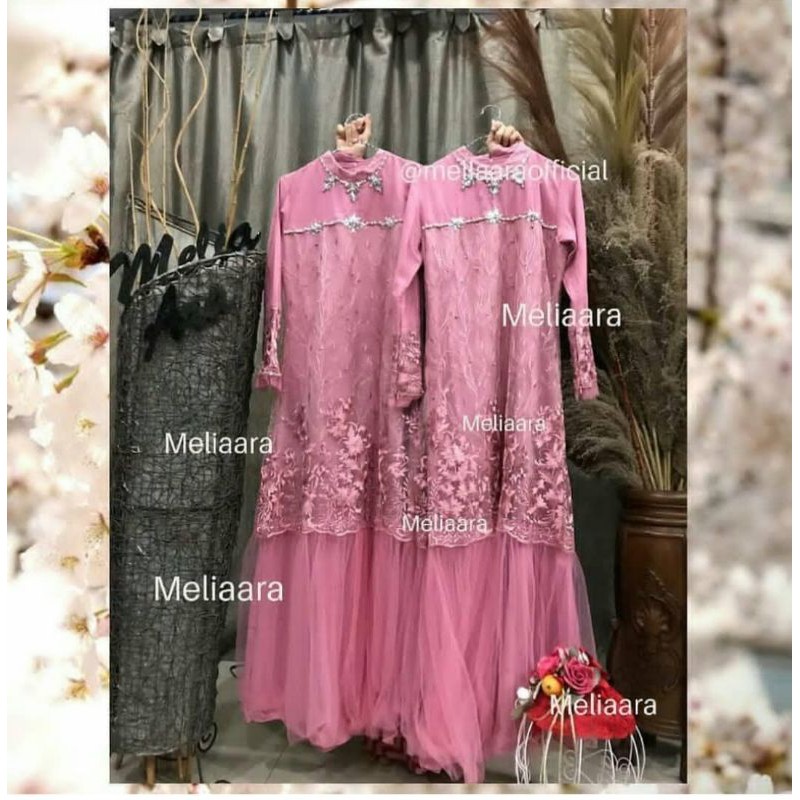 Kebaya/Dress Pesta/Wisuda/ Lamaran model duyung bahan brukat  luxury mix tille  navy/biru dongker