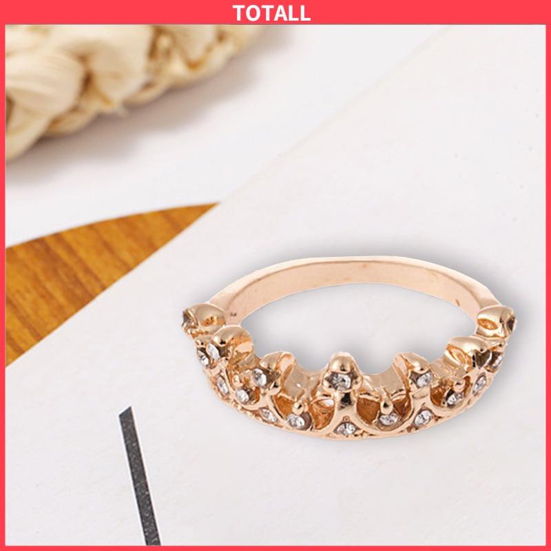 COD Bentuk Mahkota Fashion Ratu Temperamen Hollow Out Micro Diamond Engagement Wedding Ring-Totall